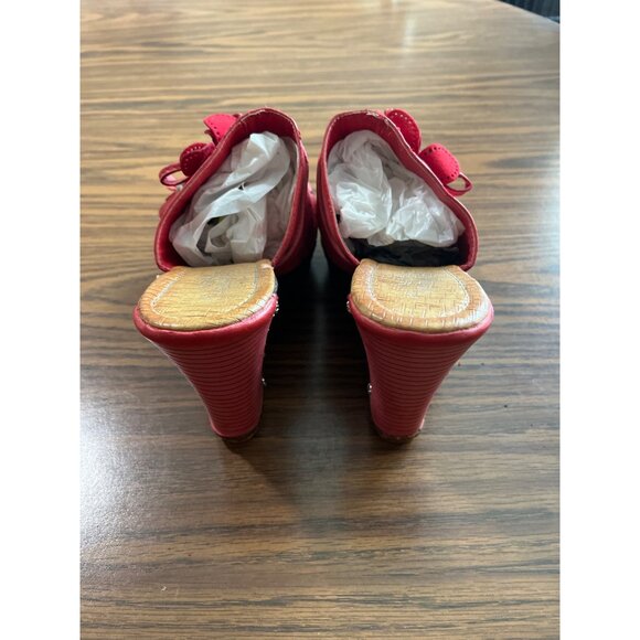 Via Veneto 15280-08 coral colored slip on peep toe wedge sandals size 10 - Picture 3 of 8